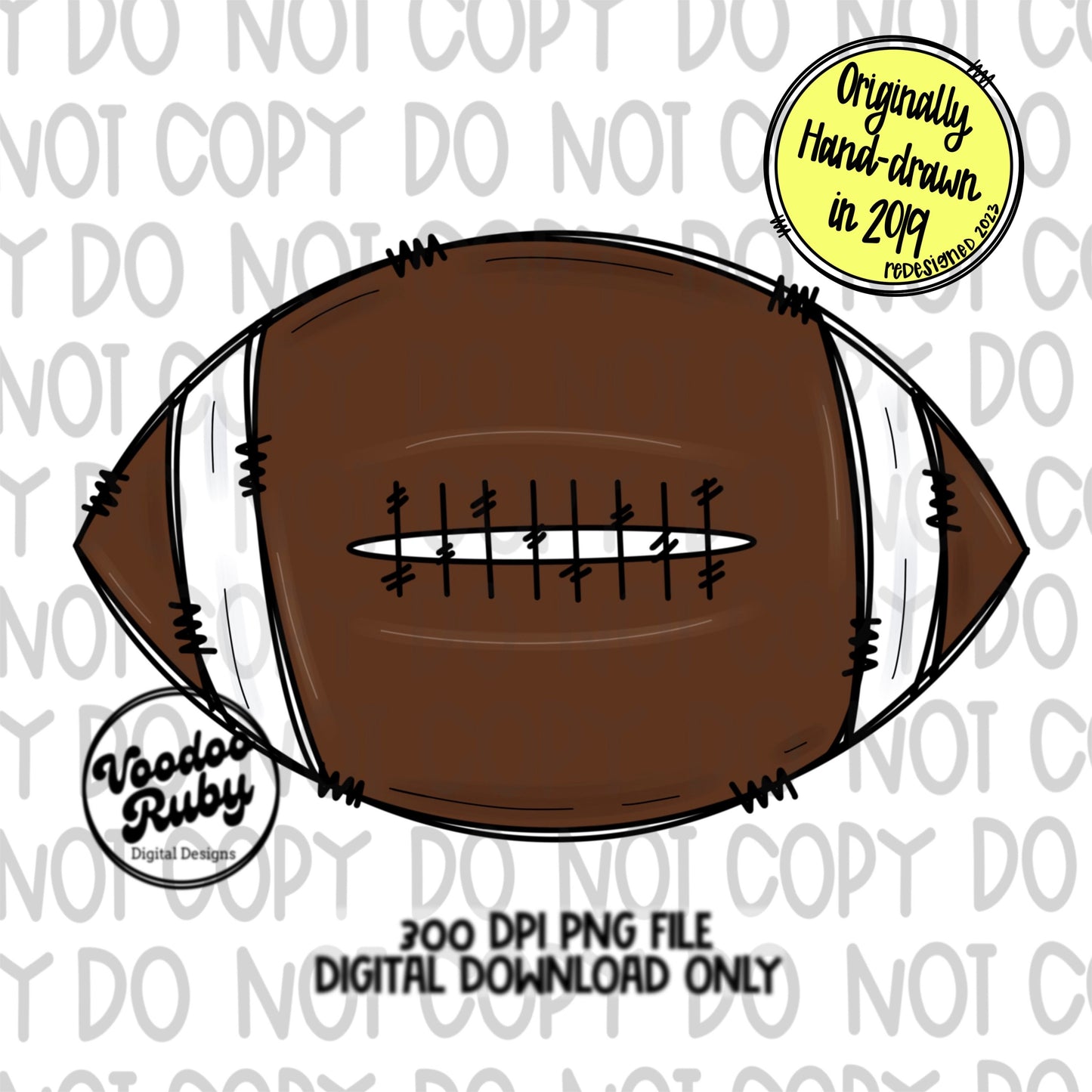 Football PNG Doodle Design Hand Drawn Digital Download Fall PNG Clip Art Sports Football DTF Printable