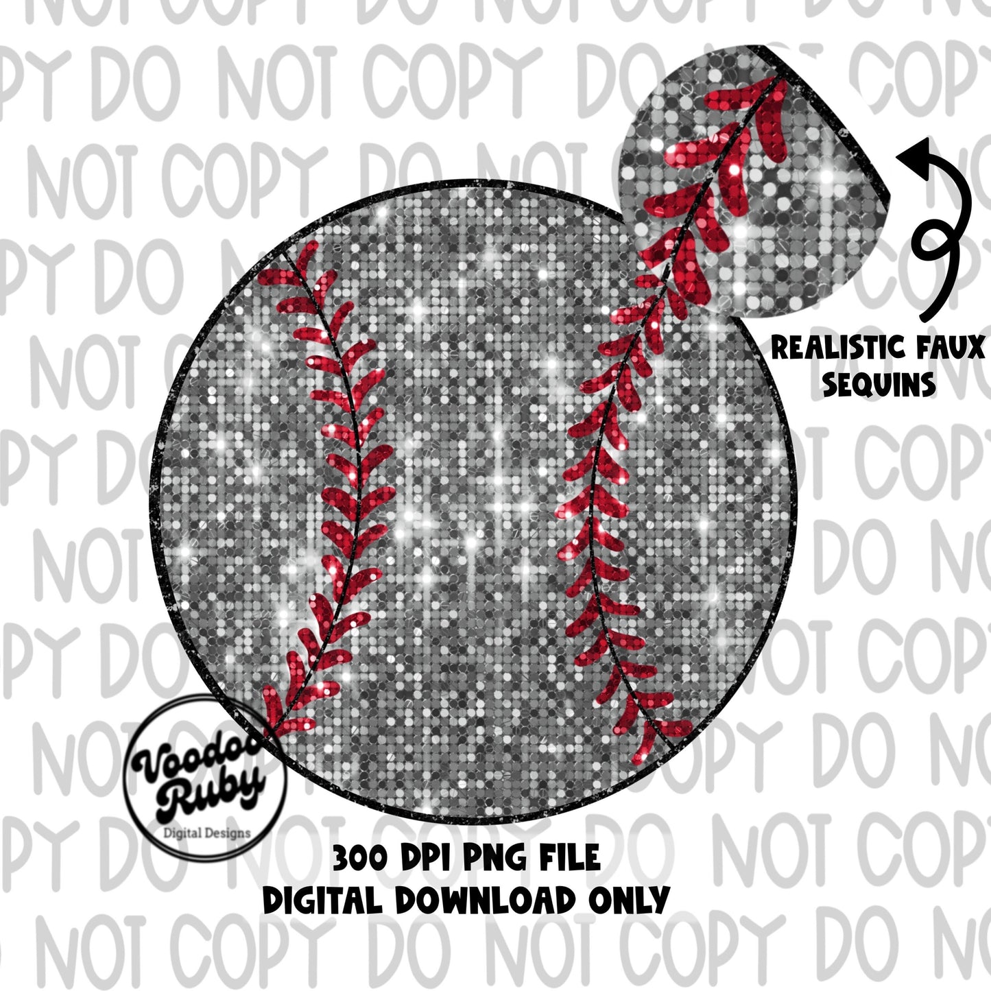 Sequin Baseball PNG Design Sequin PNG Hand Drawn Digital Download Faux Sequins Patch png Printable Clip Art Faux Applique Baseball DTF