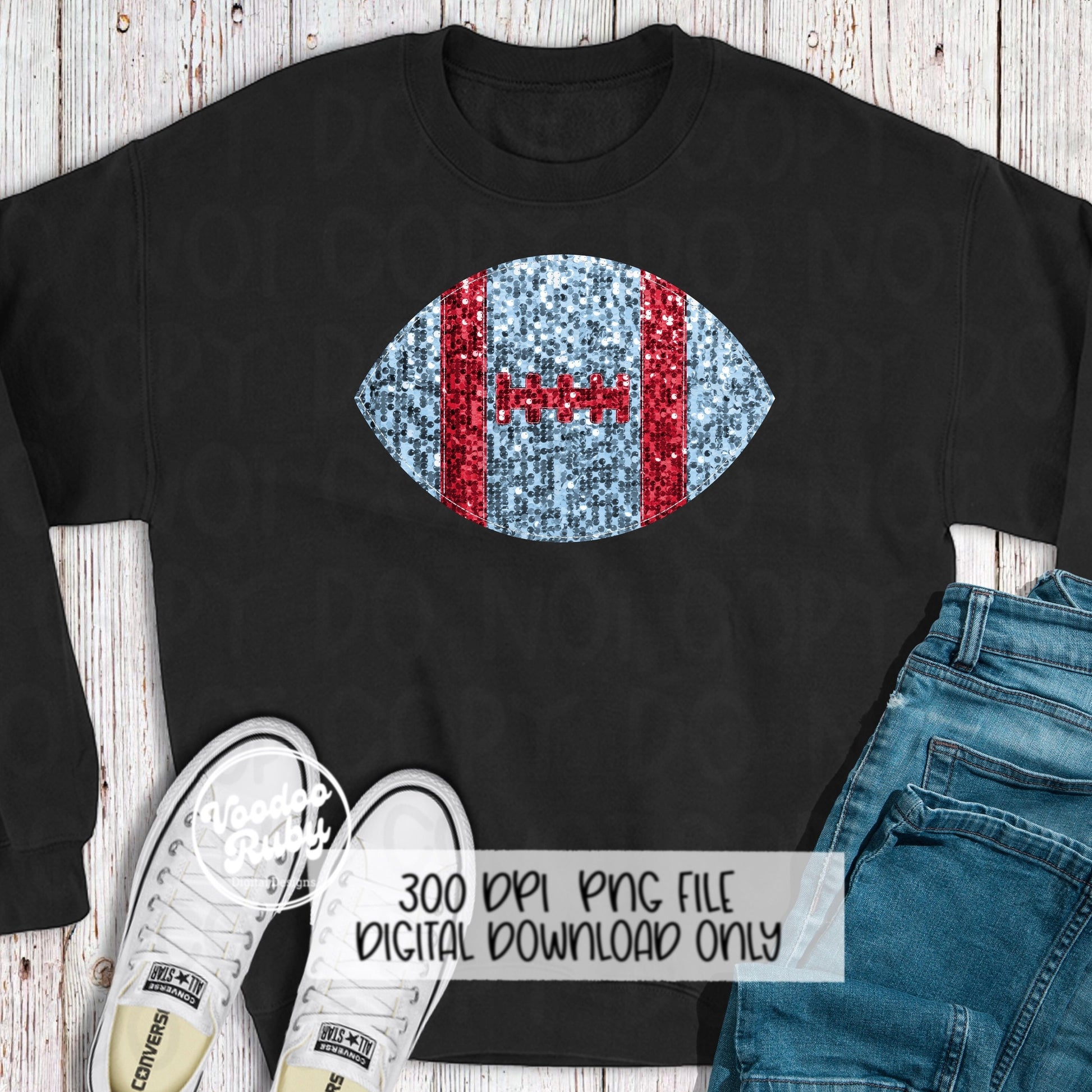 Sequin Football PNG Design Glitter Hand Drawn Digital Download Faux Sequins Patch PNG Printable Clip Art Faux Appliqué Football DTF