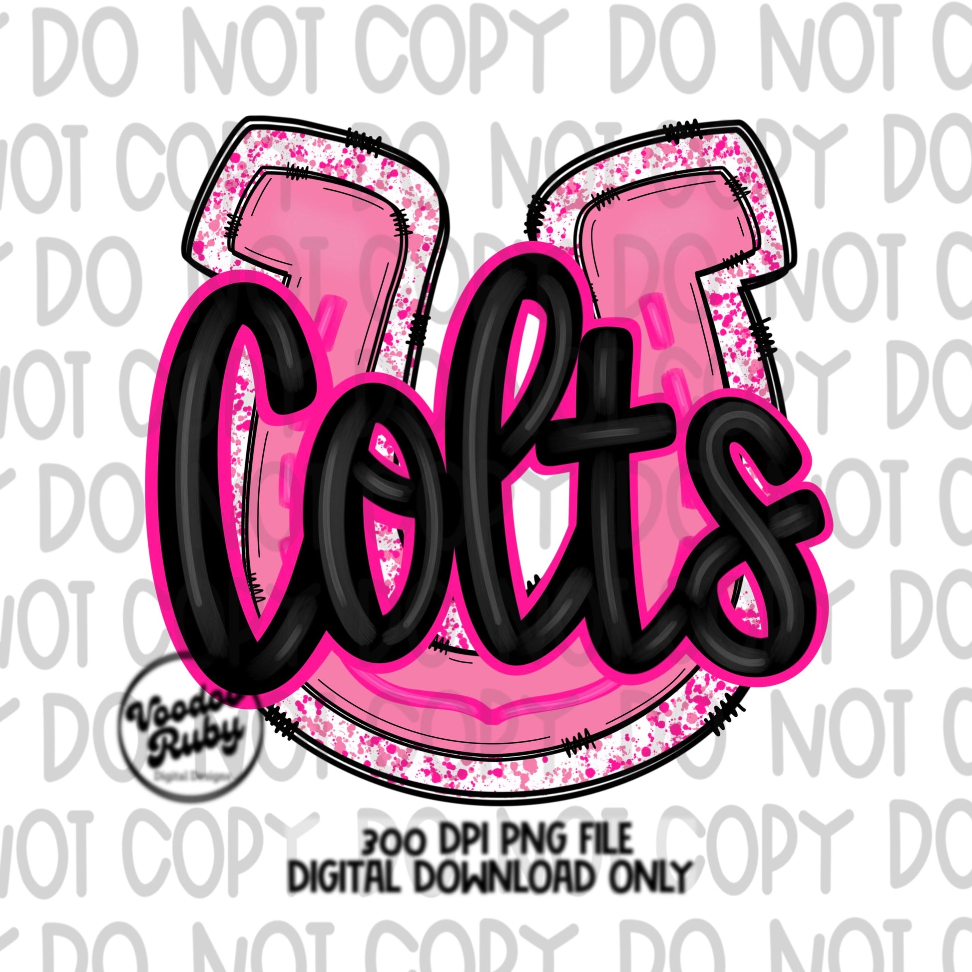 Colts PNG Design Hand Drawn Digital Download Football PNG Colts Sublimation Pink Colts png Football DTF Printable Pink October