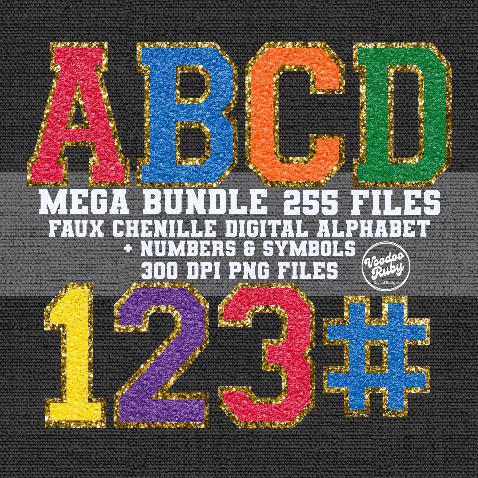 Chenille Alphabet PNG Bundle Faux Chenille Letter Patches Digital Download Sublimation Sports Letters PNG Alpha Pack DTF Printable Clip Art