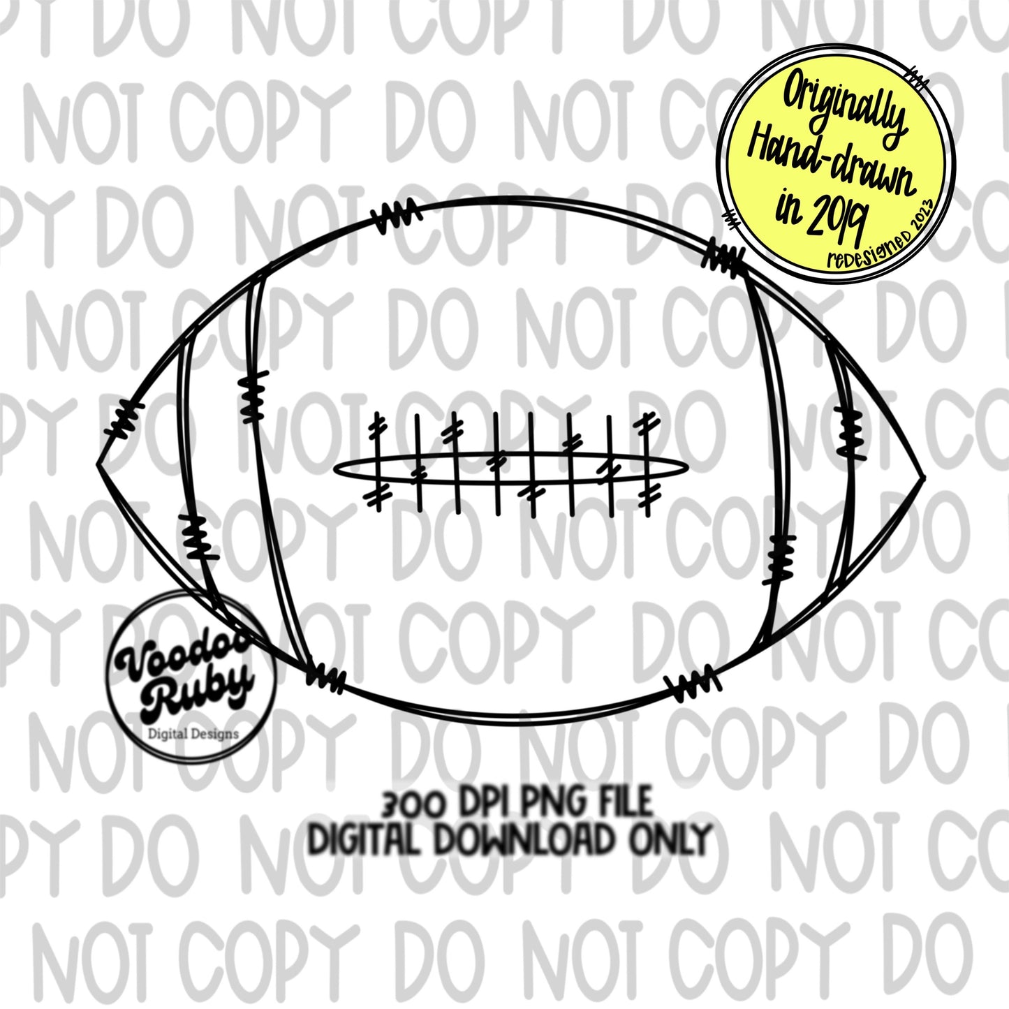 Football PNG Doodle Design Hand Drawn Digital Download Fall PNG Clip Art Sports Football DTF Printable