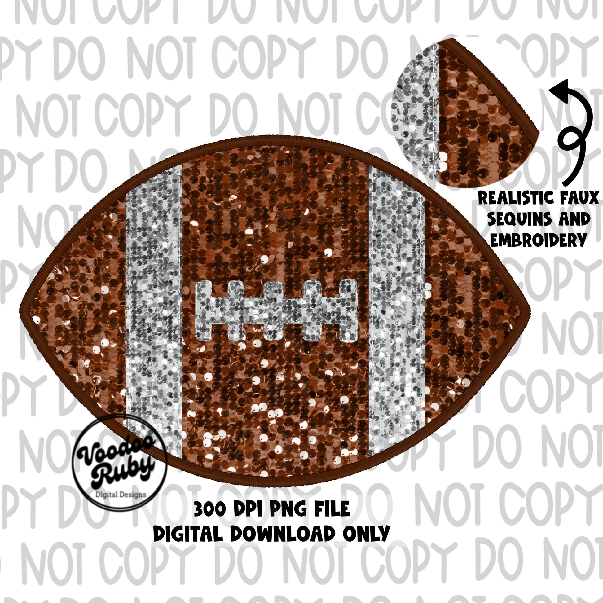 Sequin Football PNG Design Embroidery PNG Hand Drawn Digital Download Faux Sequins Patch png Printable Clip Art Faux Applique Football DTF