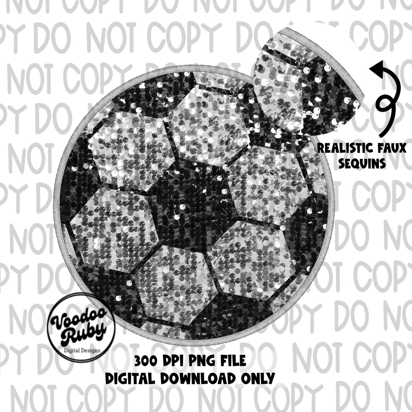 Sequin Soccer PNG Design Embroidery PNG Hand Drawn Digital Download Faux Sequins Patch png Printable Clip Art Faux Applique Soccer DTF