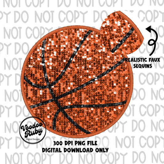 Sequin Basketball PNG Design Embroidery PNG Hand Drawn Digital Download Faux Sequins Patch png Printable Faux Applique Basketball DTF