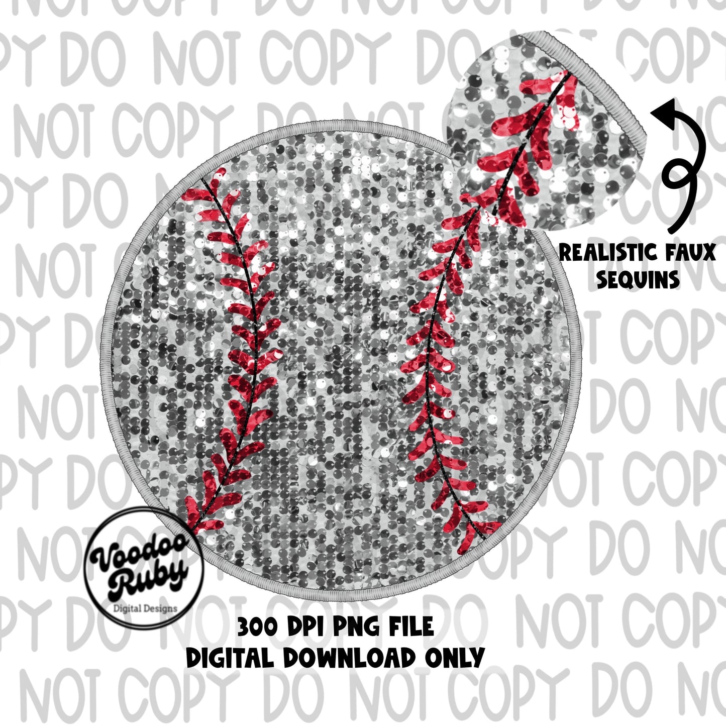 Sequin Baseball PNG Design Faux Embroidery PNG Hand Drawn Digital Download Faux Sequins png Printable Clip Art Faux Embroidery Baseball DTF