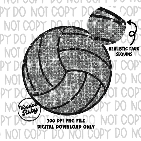 Volleyball PNG Design Sequin PNG Hand Drawn Digital Download Faux Sequins Patch png Printable Clip Art Volleyball DTF