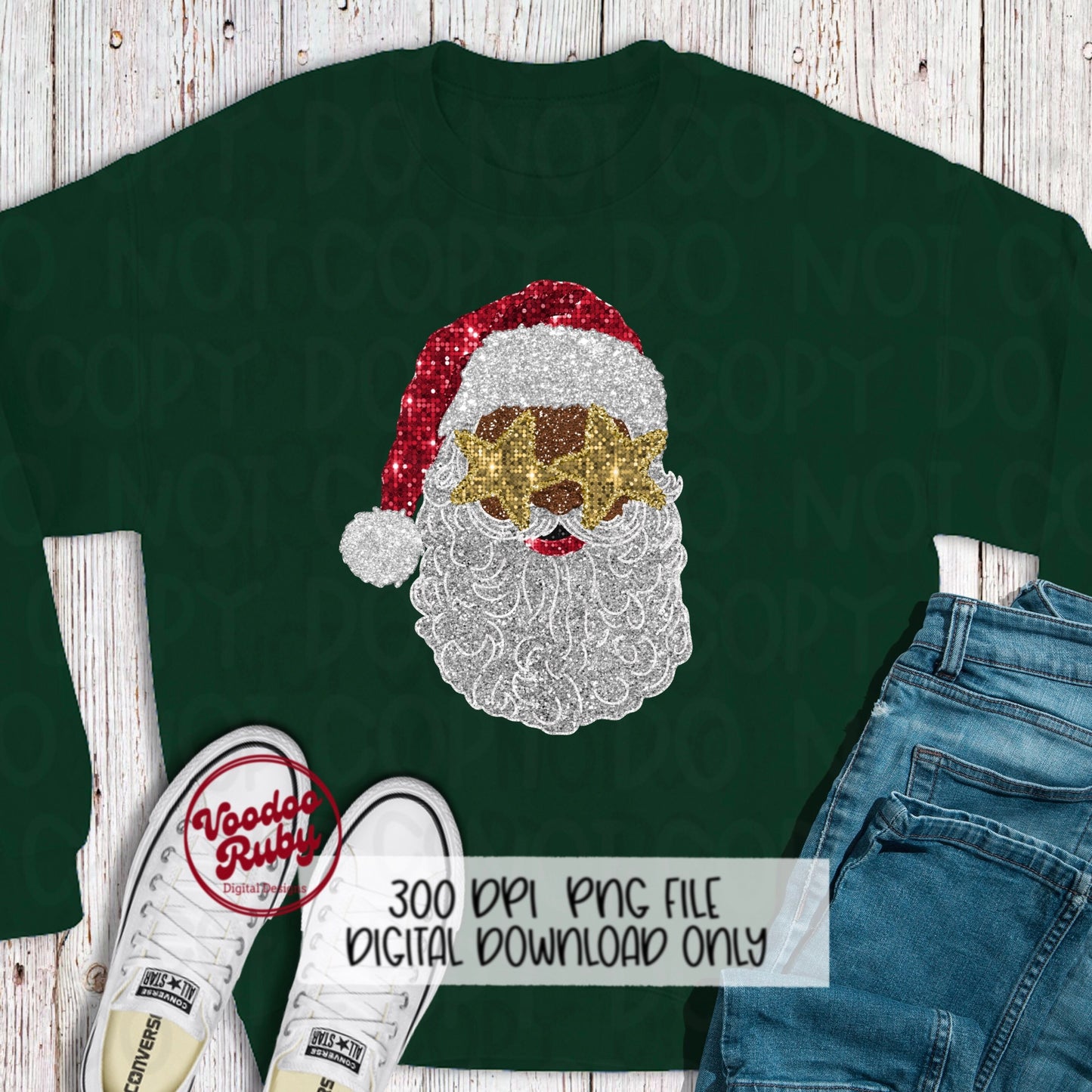 Sequin Santa PNG Design Christmas PNG Faux Sequins DTF Christmas Glitter Sublimation Digital Design Download Sequin African American Santa