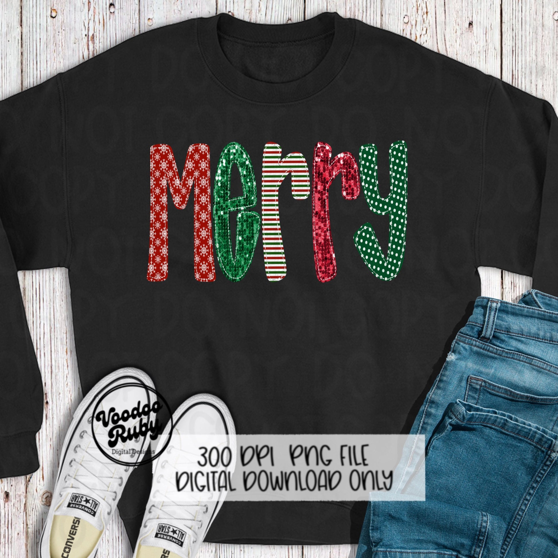 Sequin Merry PNG Design Merry Christmas PNG Faux Sequins Faux Applique Merry DTF Christmas Sublimation Digital Download Merry Clip Art