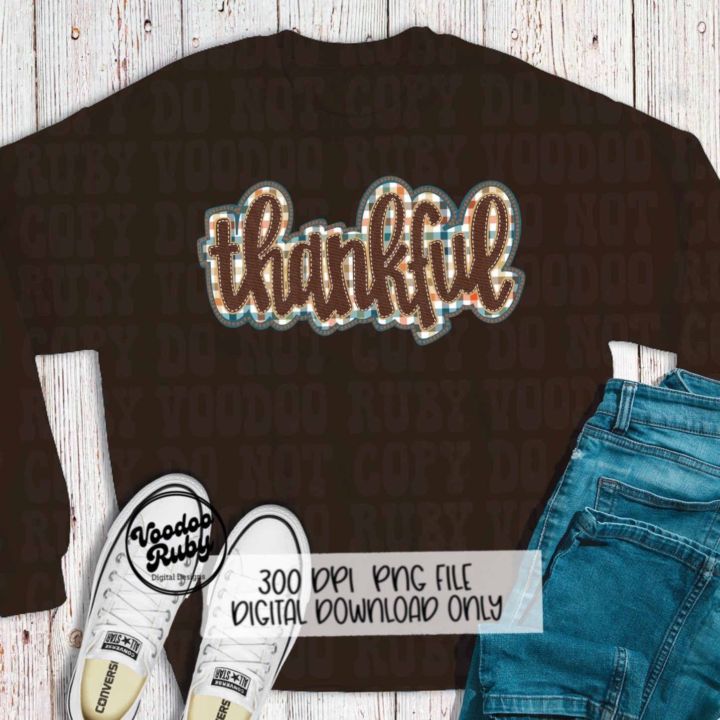 Thankful PNG Design Faux Applique Thanksgiving PNG Hand Drawn Digital Download Sublimation PNG Thanksgiving dtf printable Faux Embroidery