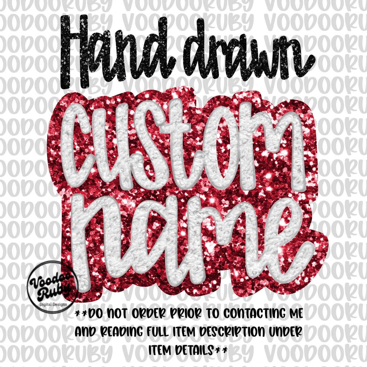 Custom Name Faux Sequin/Chenille PNG Design: Mascot Applique (Digital Download