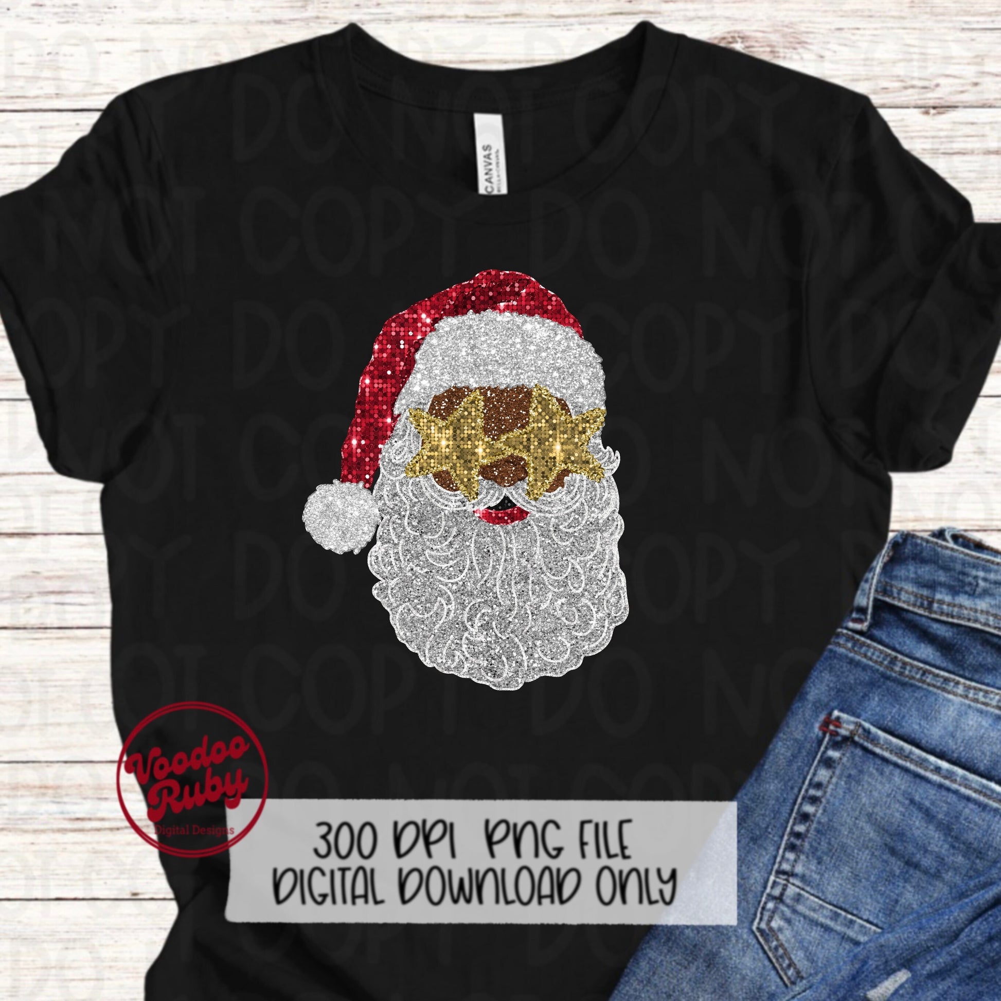 Sequin Santa PNG Design Christmas PNG Faux Sequins DTF Christmas Glitter Sublimation Digital Design Download Sequin African American Santa