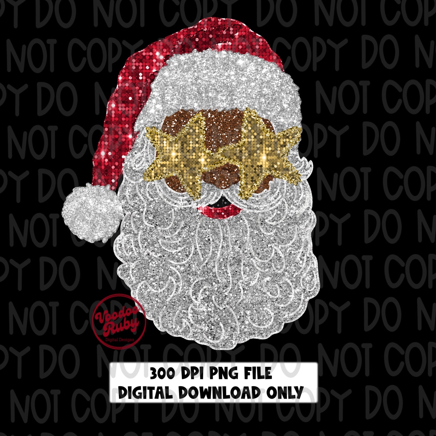 Sequin Santa PNG Design Christmas PNG Faux Sequins DTF Christmas Glitter Sublimation Digital Design Download Sequin African American Santa