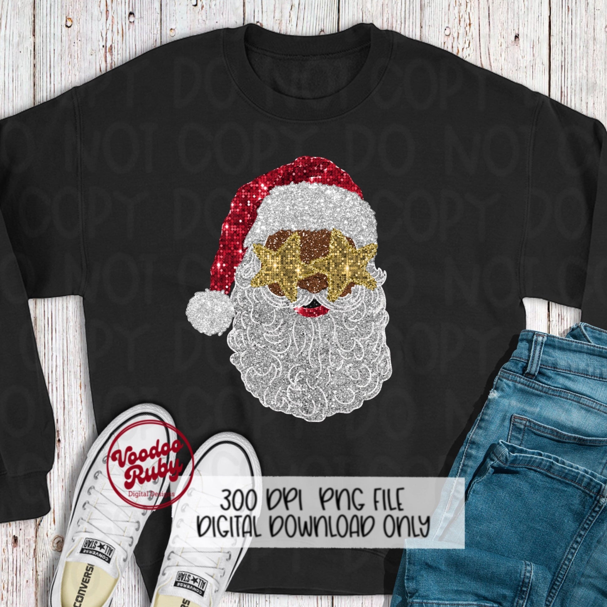 Sequin African American Santa png design