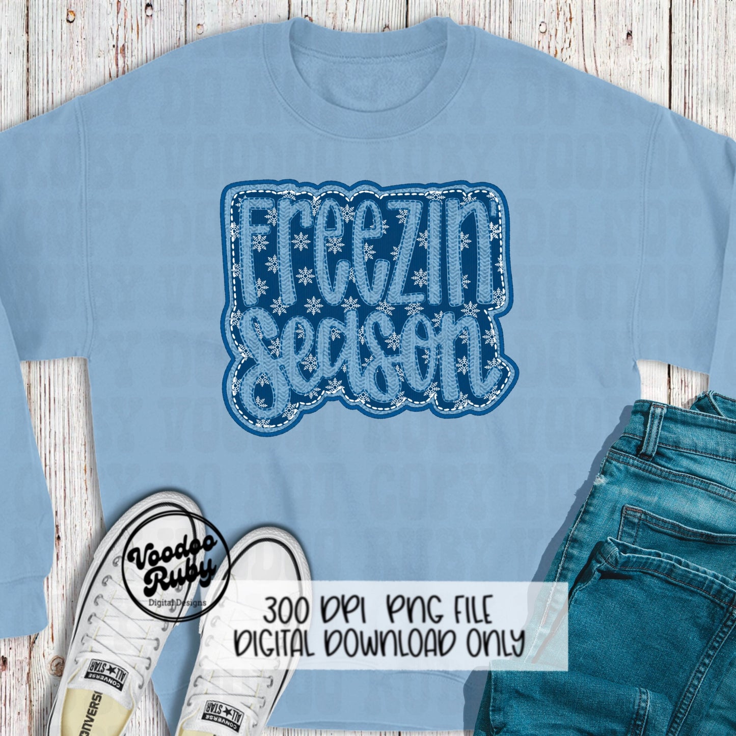 Freezin Season PNG Design Merry Christmas PNG Faux Embroidery png Freezing DTF Printable Winter Sublimation Digital Download