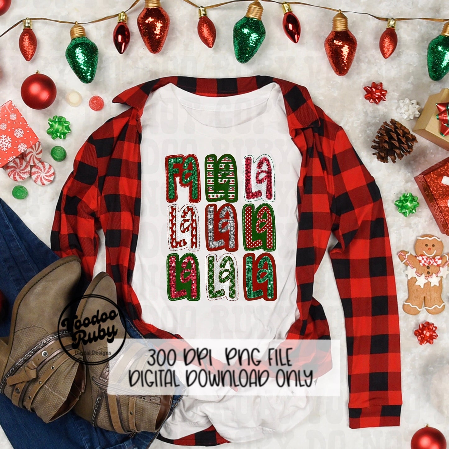 Sequin Christmas PNG Design Merry Christmas PNG Faux Embroidery PNG Christmas Sublimation FaLaLa png Digital Download