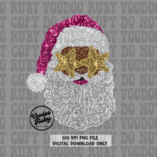 Faux sequin pink Santa png design 300 dpi pink Christmas design Dtf printable