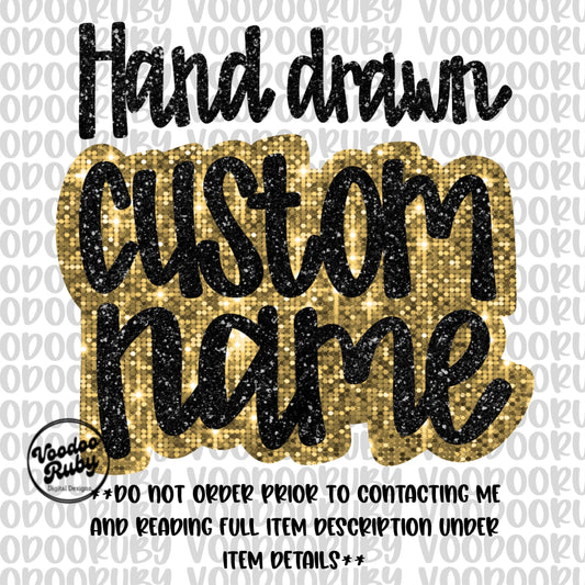 Custom Name PNG Design Faux Sequin PNG Design Faux Chenille Png Design Faux Applique Png Hand Drawn DTF Printable Custom Digital Download