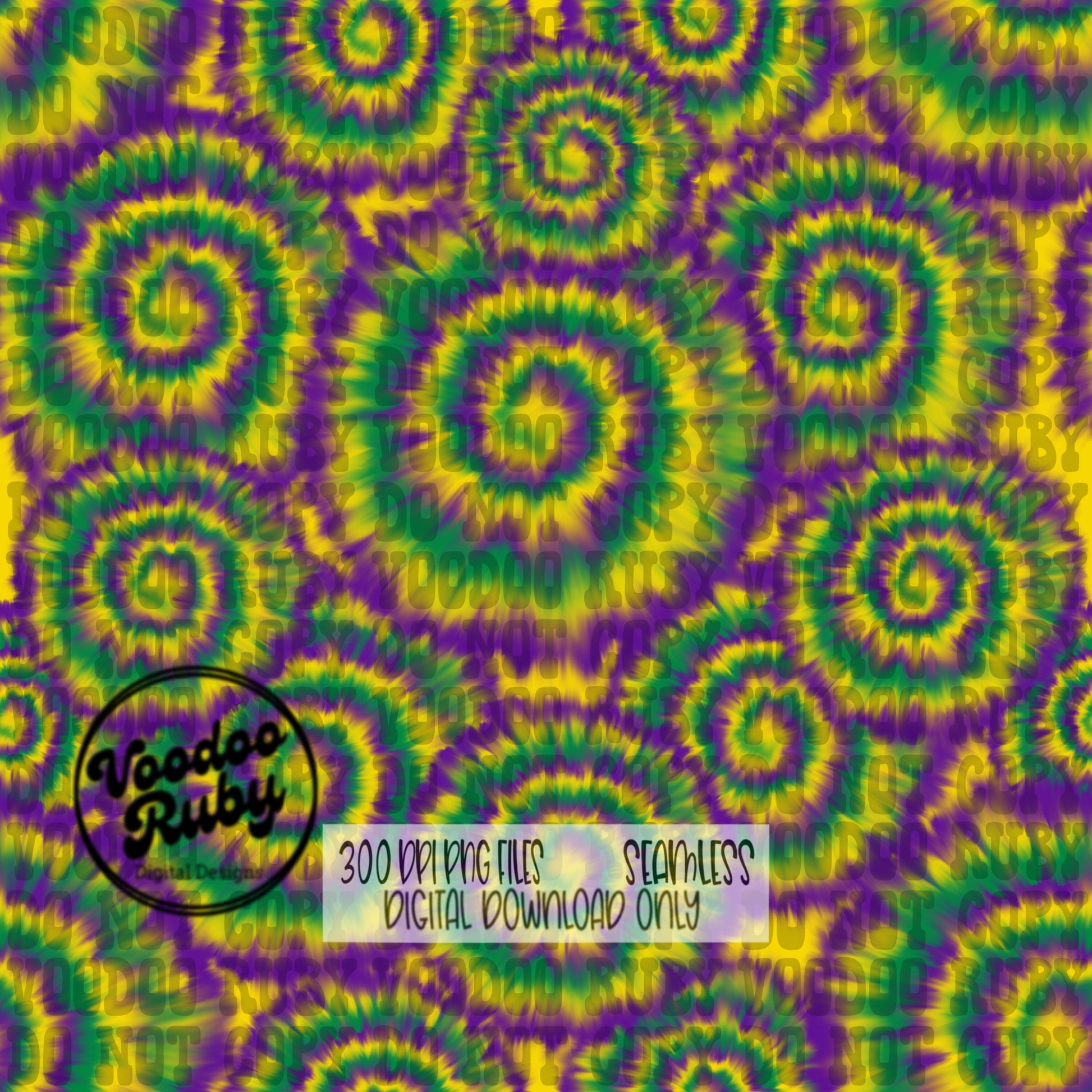 Seamless Mardi Gras PNG Design Tie Dye Purple Green Gold 300 dpi sublimation tumbler wraps and background for projects