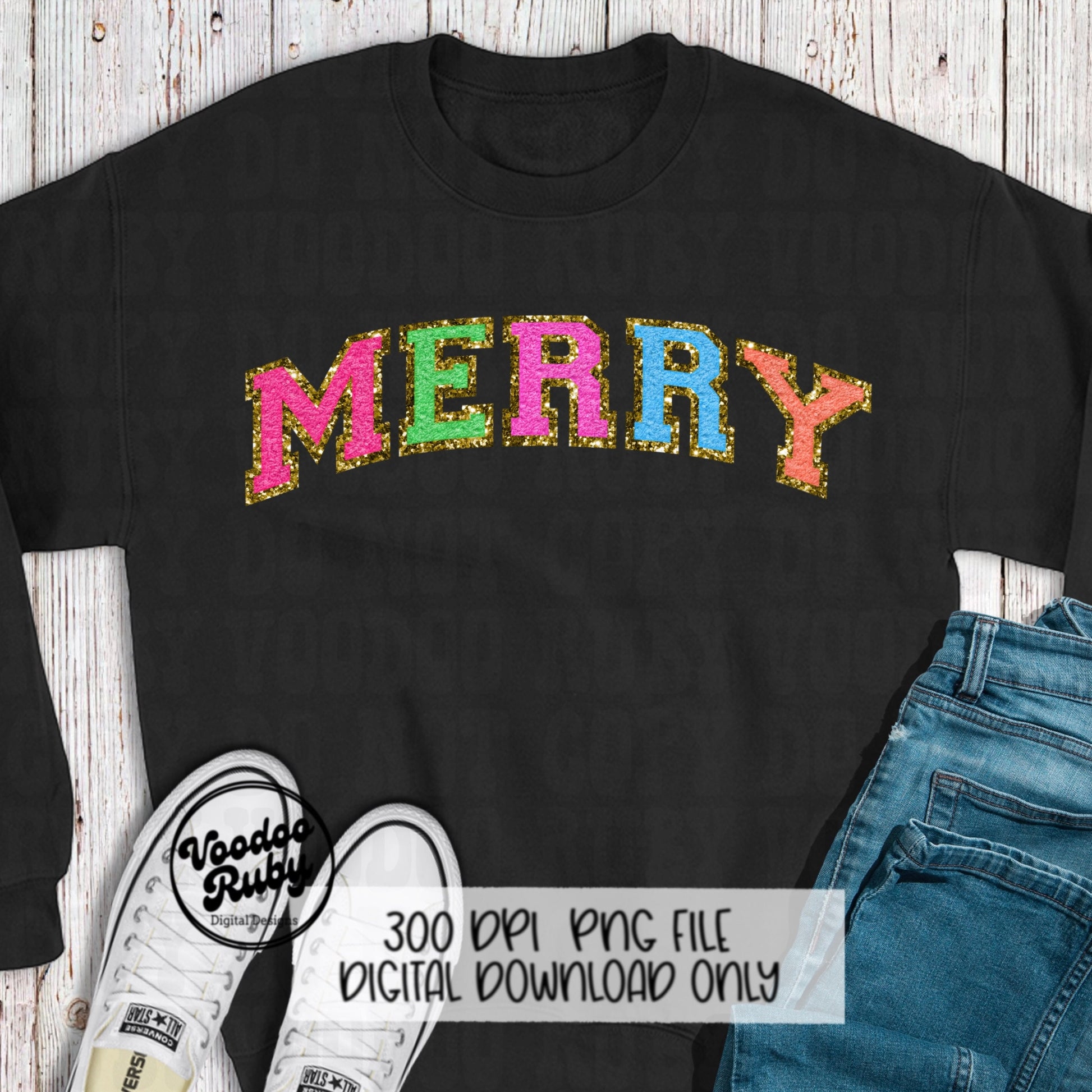 Chenille Merry PNG Design Bright Merry Christmas PNG Faux Chenille Patch Faux Embroidery PNG Merry dtf Pink Christmas