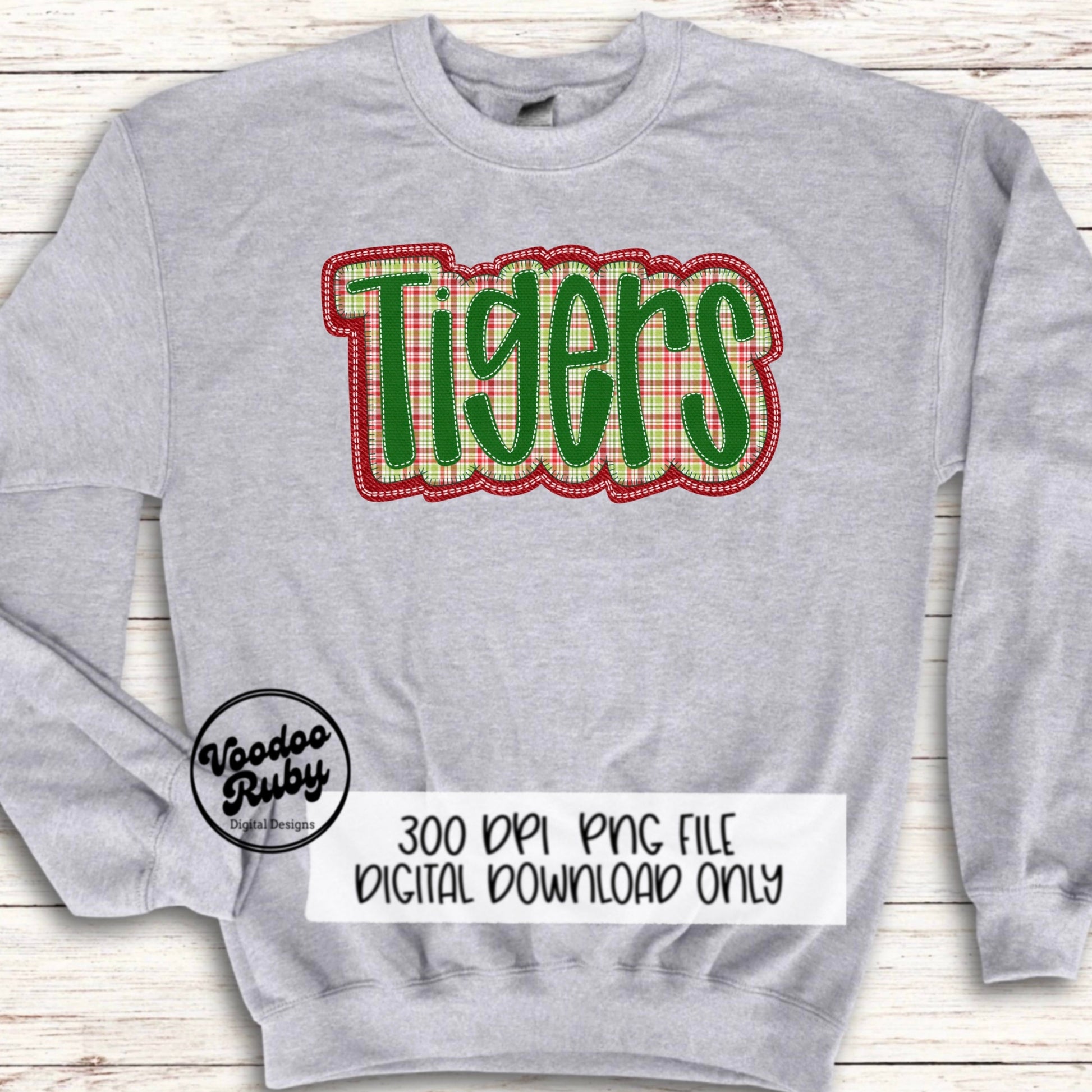 Christmas Tigers Mascot PNG: Hand-Drawn Sublimation Design (Digital Download