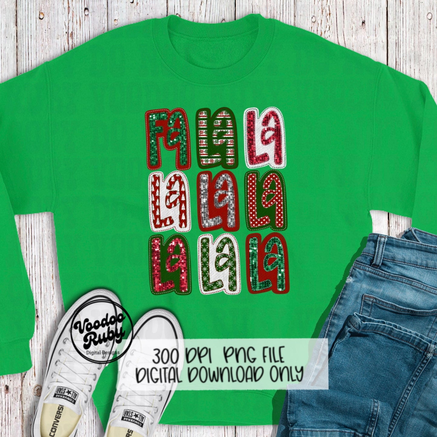 Sequin Christmas PNG Design Merry Christmas PNG Faux Embroidery PNG Christmas Sublimation FaLaLa png Digital Download