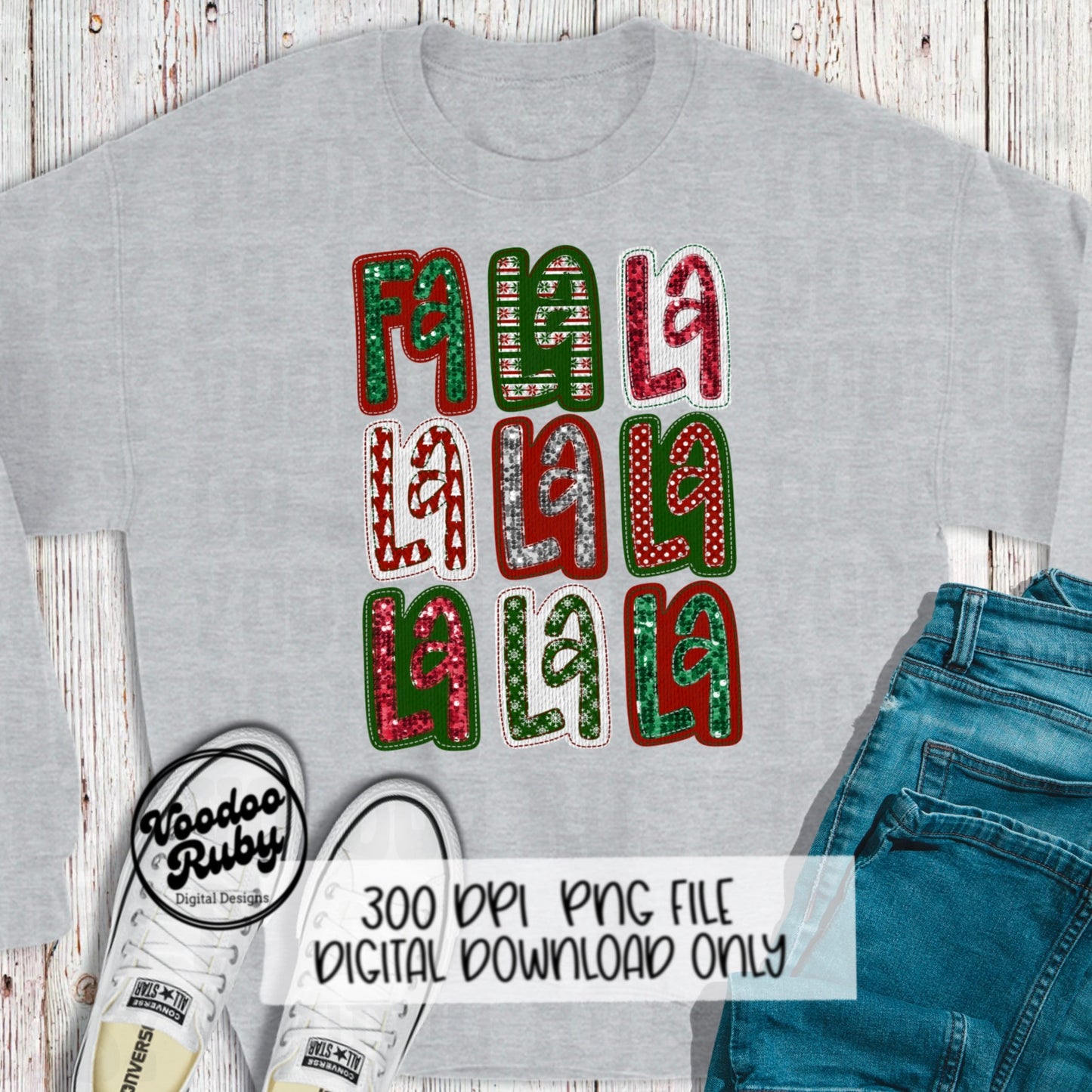 Sequin Christmas PNG Design Merry Christmas PNG Faux Embroidery PNG Christmas Sublimation FaLaLa png Digital Download