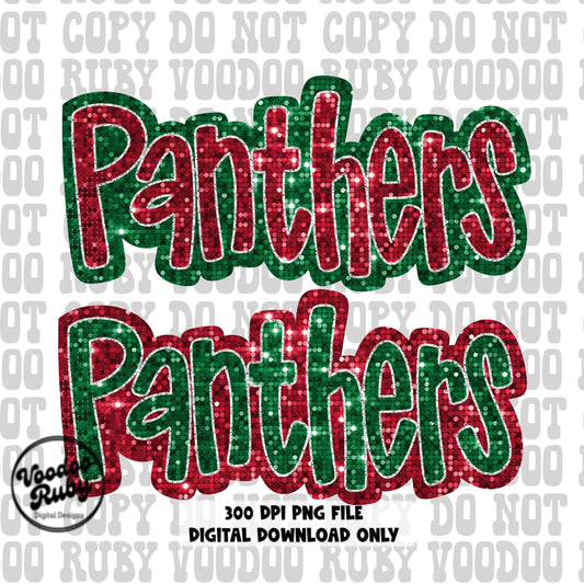 Panthers png design faux sequin mascot Christmas mascot png 300 dpi high resolution dtf printable panthers sublimation