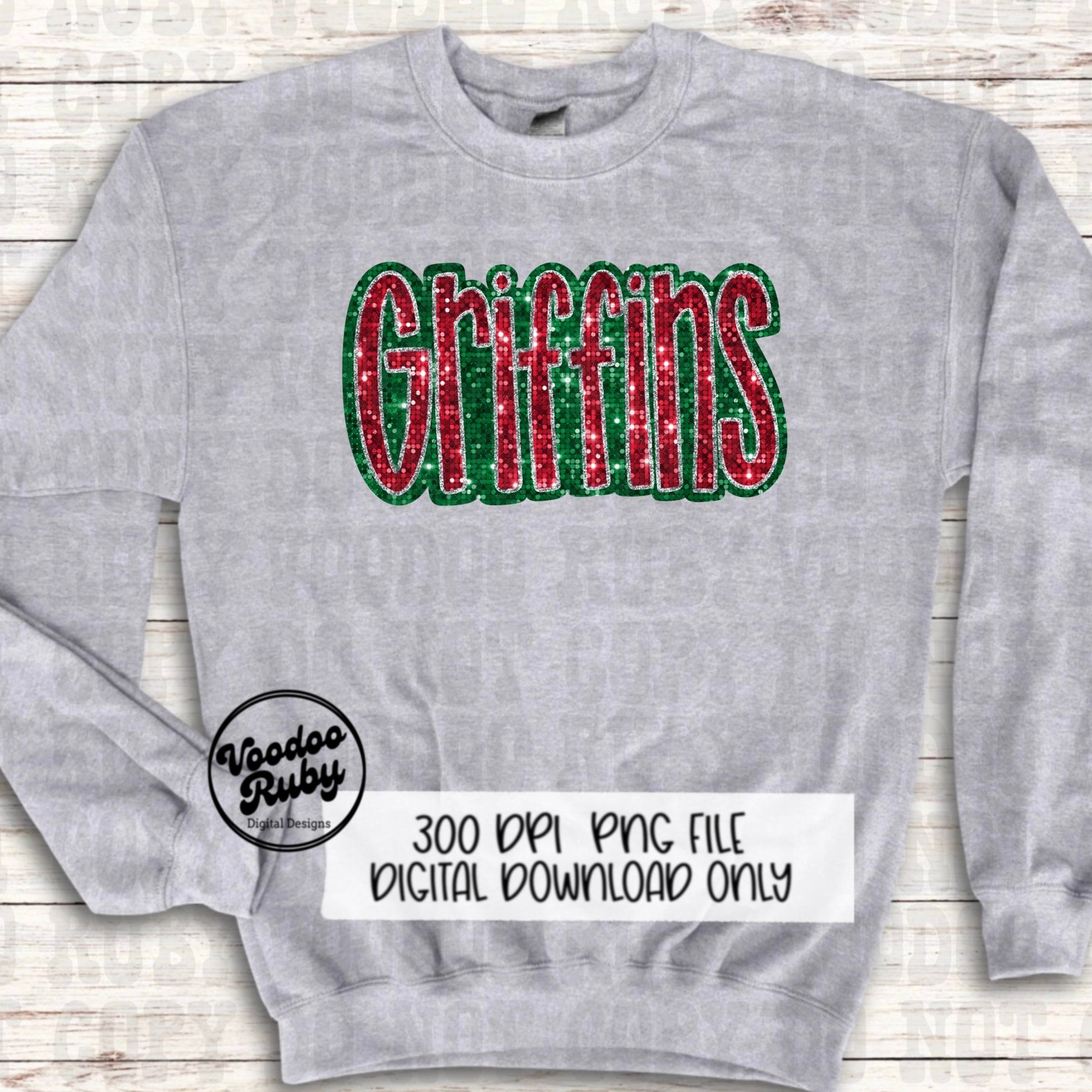 Christmas Griffins PNG Design Sublimation Sequin Hand Drawn Digital Download Glitter PNG Christmas Griffins Mascot DTF Printable