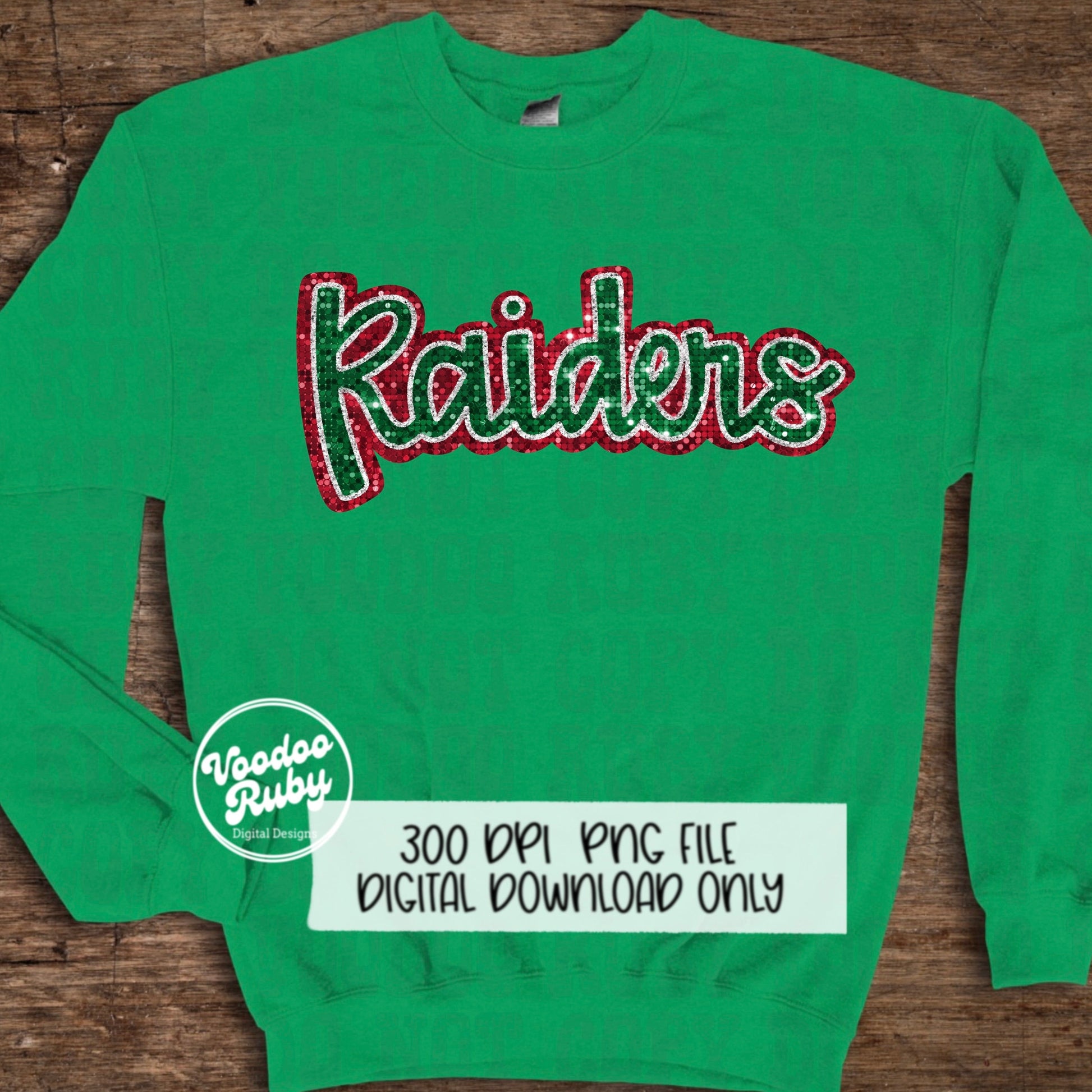 Christmas Raiders PNG Design Sublimation Sequins Hand Drawn Digital Download Glitter PNG Christmas Raiders Mascot DTF Printable