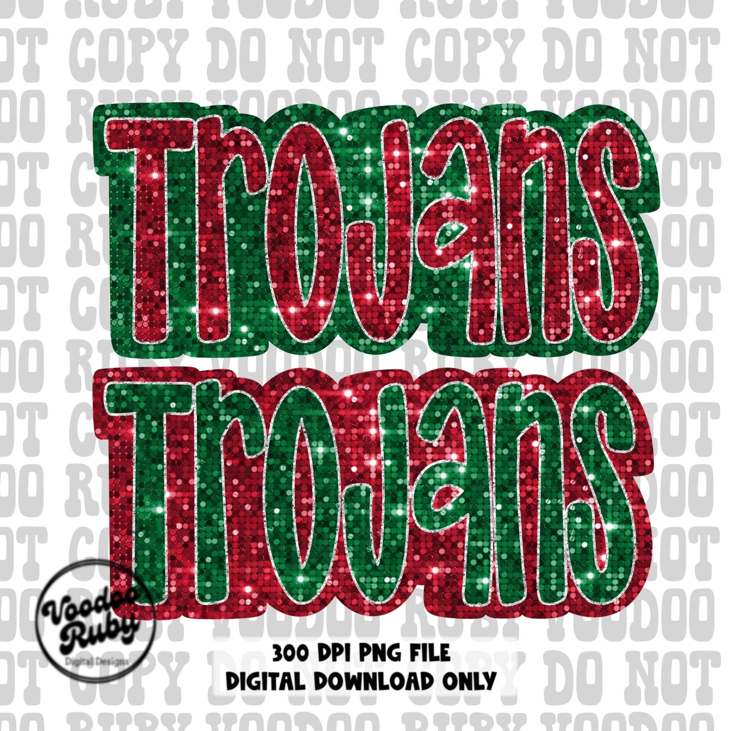 Trojans png design Christmas mascot png 300 dpi high resolution faux sequins dtf printable Trojans sublimation
