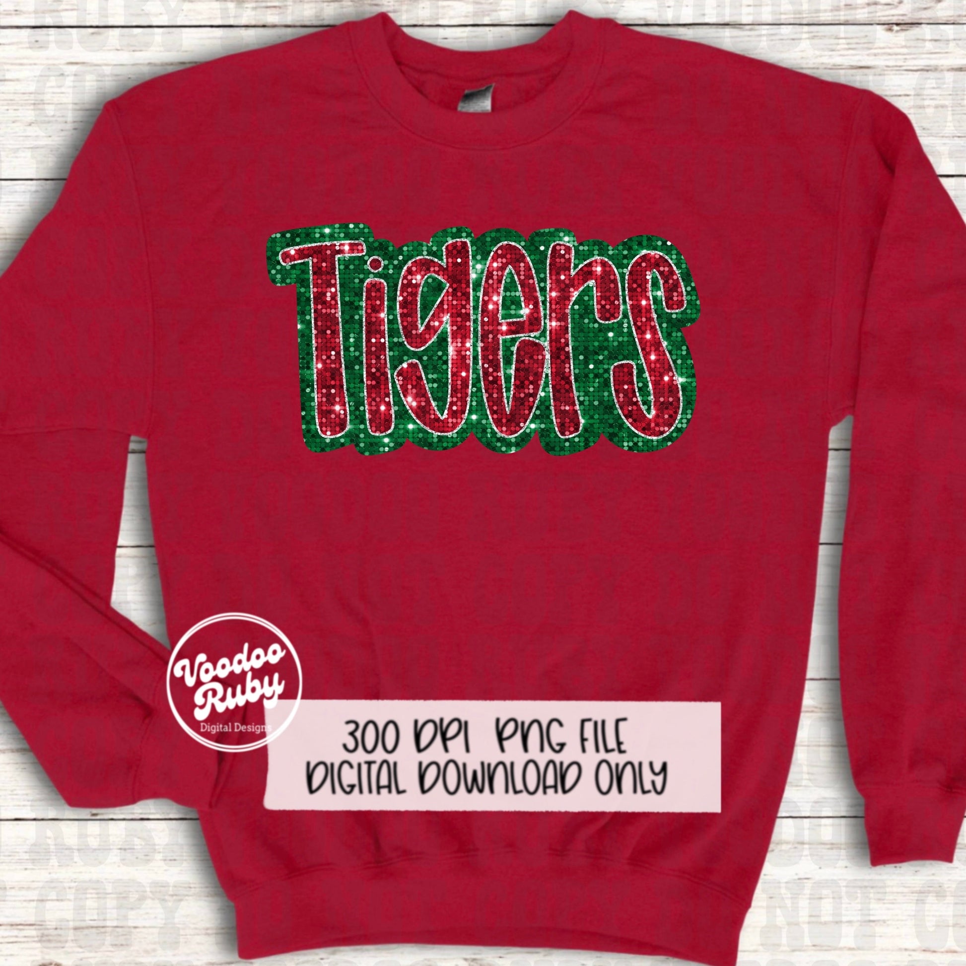 Christmas Tigers PNG Design Sublimation Sequin Hand Drawn Digital Download Glitter PNG Christmas Tigers Mascot DTF Printable