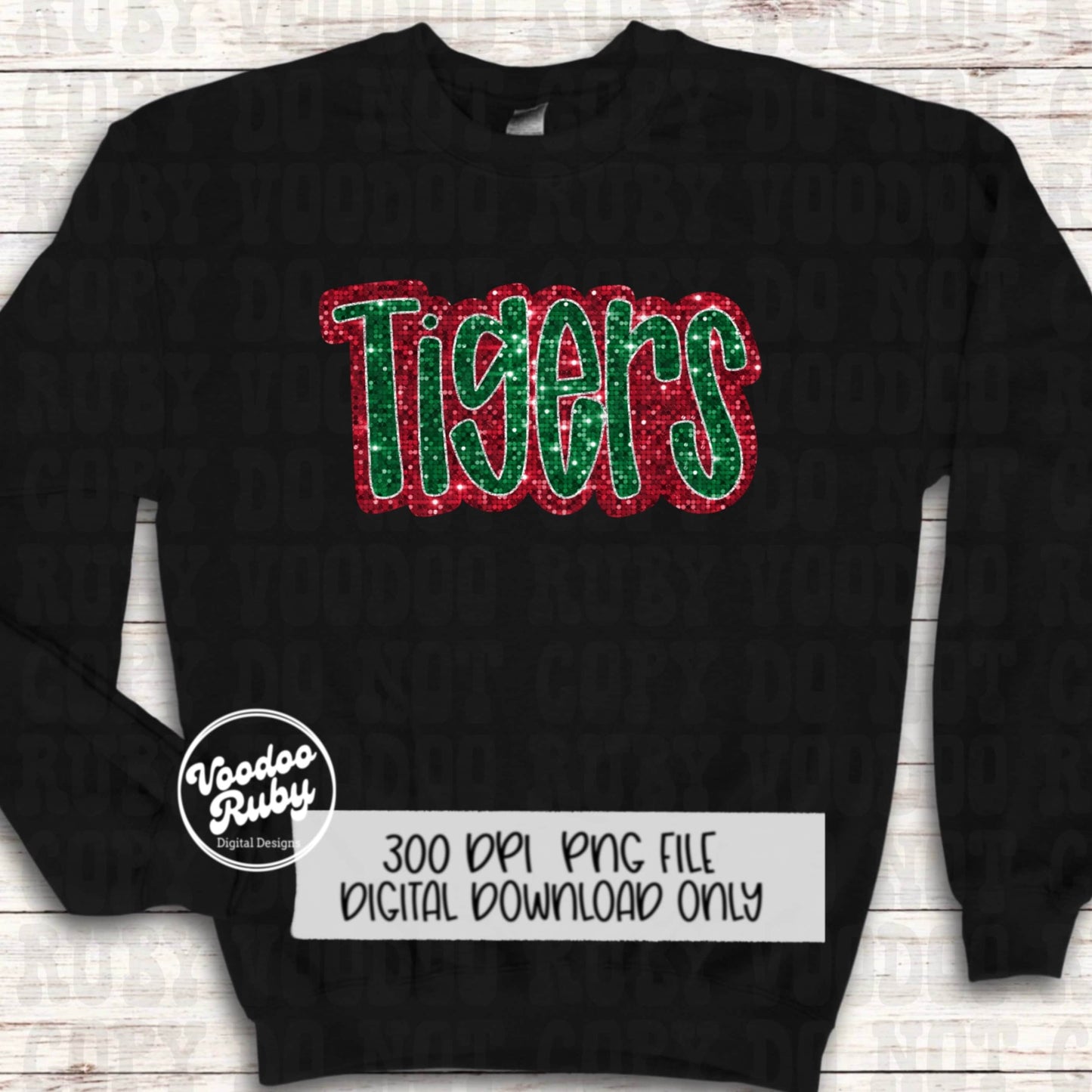 Tigers PNG Design Sequins Glitter Hand Drawn Digital Download Faux Sequins PNG Christmas Tigers Mascot DTF Printable