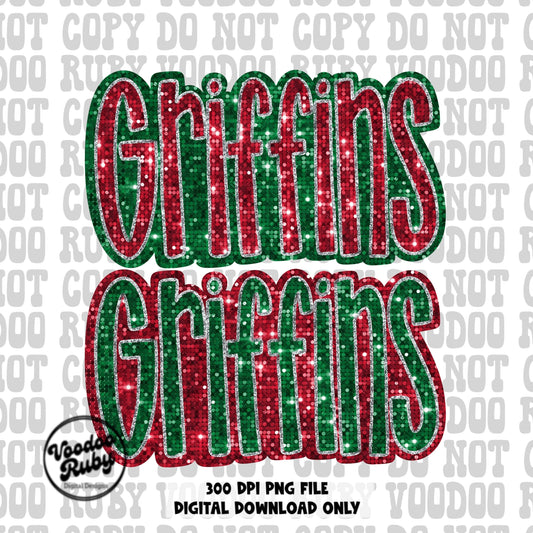 Griffins png design Christmas mascot png 300 dpi high resolution griffins dtf printable faux sequins png sublimation