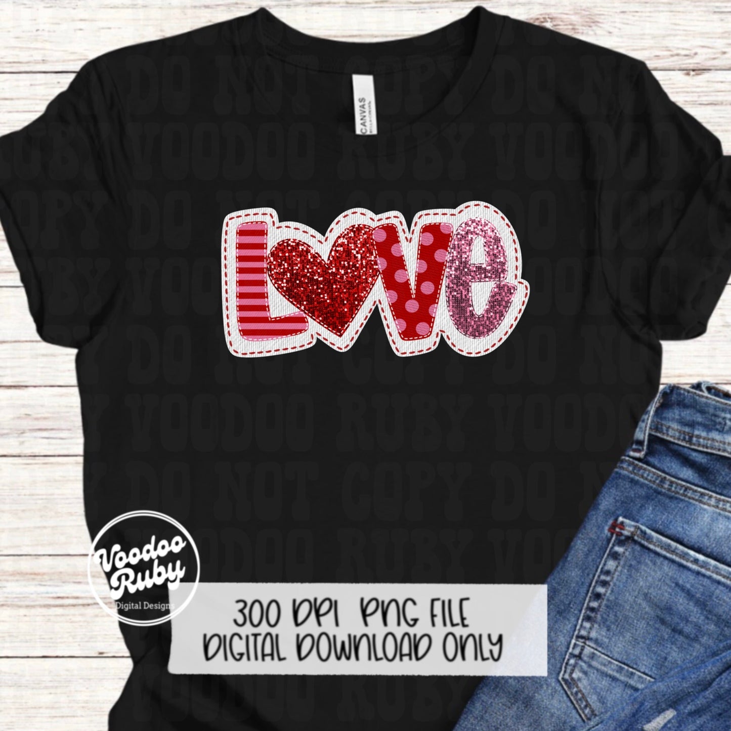 Sequin Love PNG Design Valentine’s Day PNG Faux Sequins Faux Embroidery Love DTF Valentines Sublimation Digital Download Love Clip Art