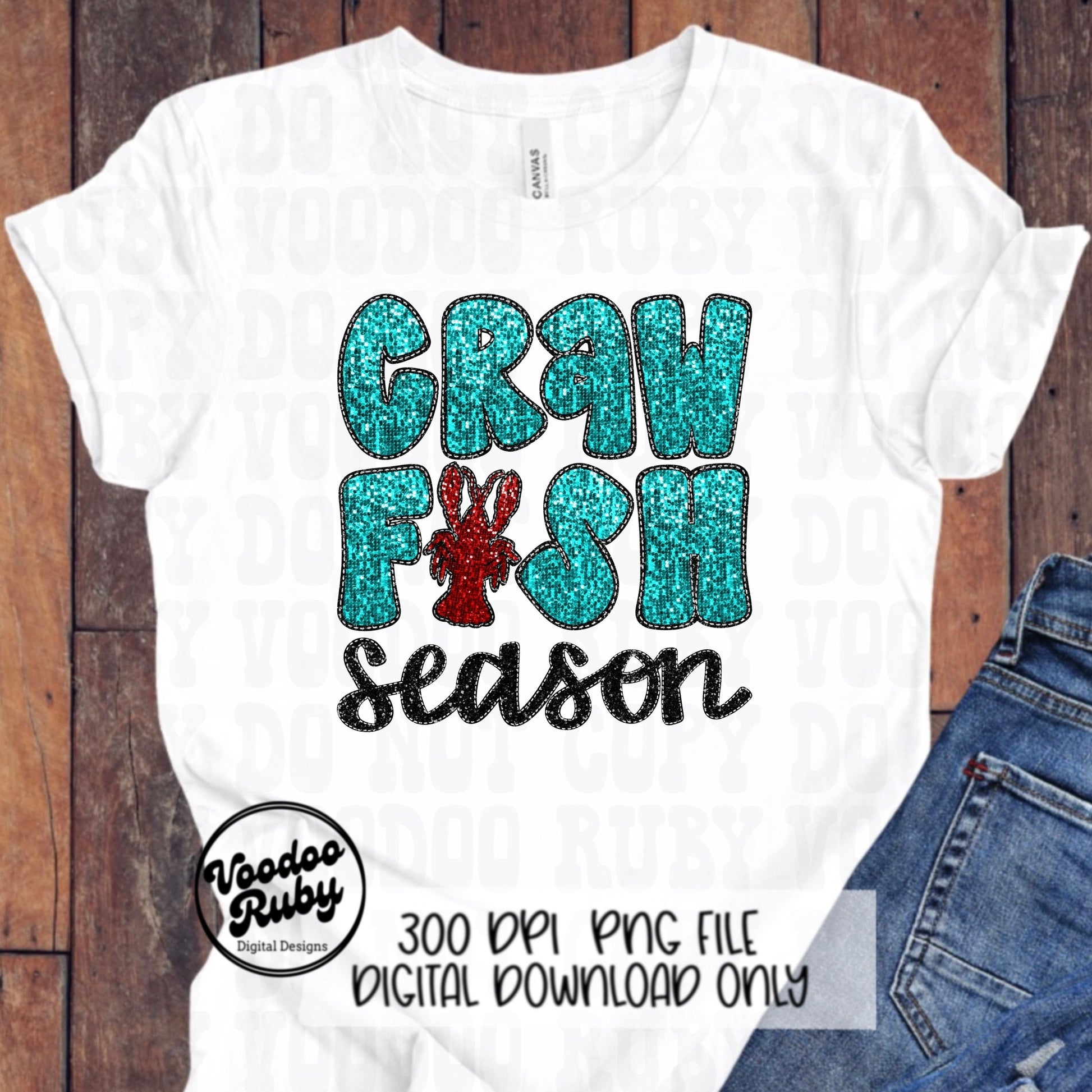 Cajun Crawfish PNG Design: Louisiana Hand-Drawn Glitter Sublimation (Digital Download)