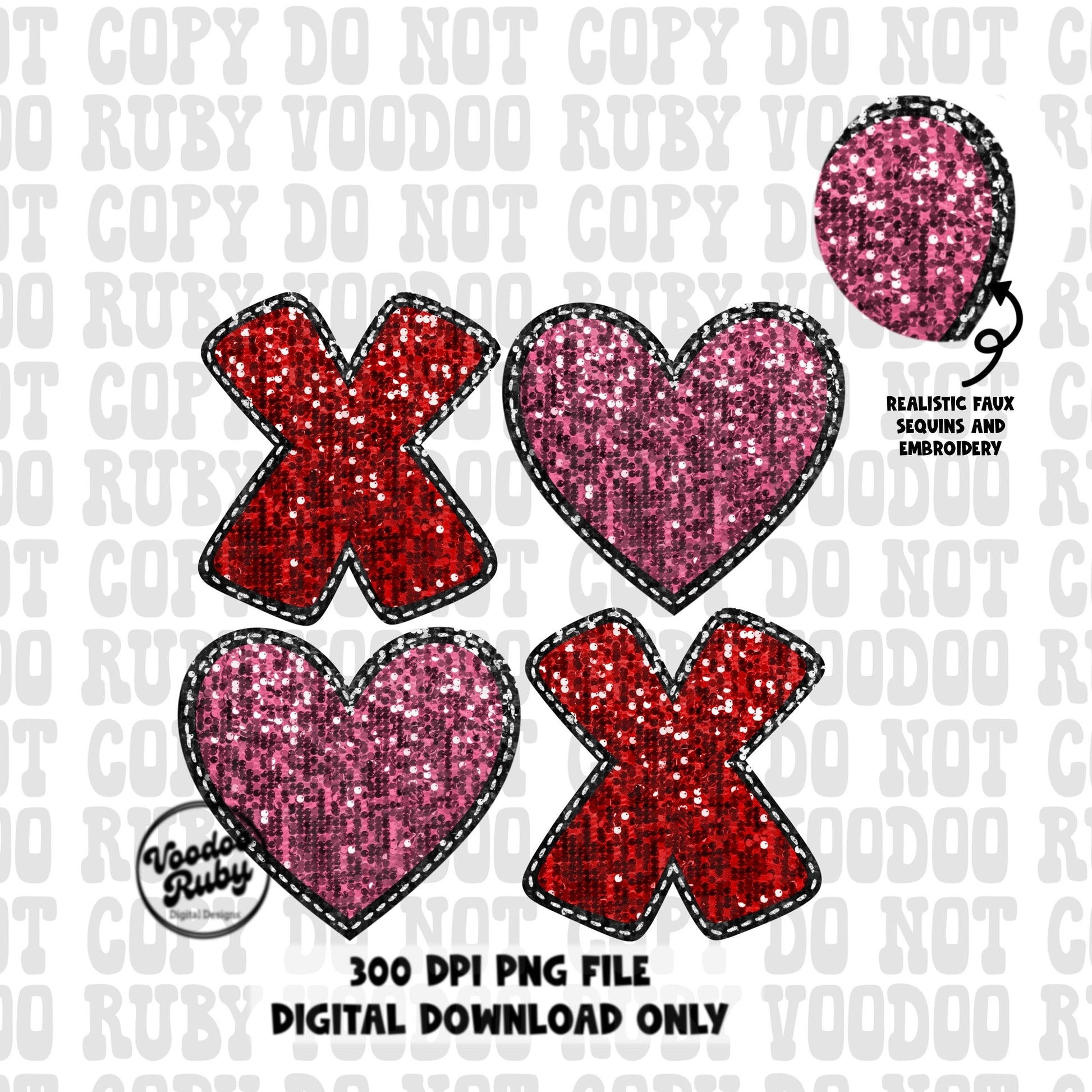 Faux embroidery png valentine design png