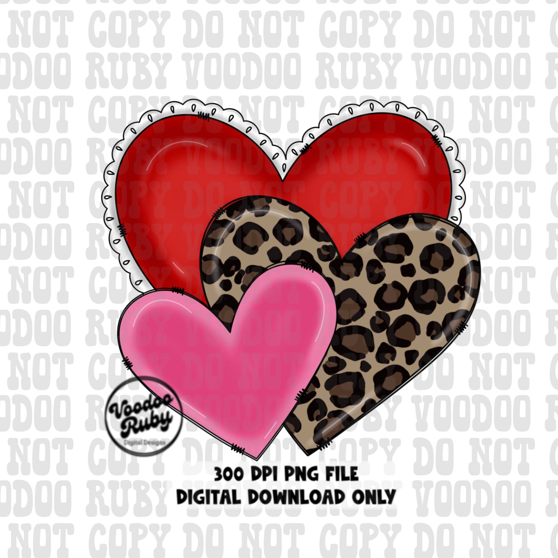 Hearts png leopard pink red hand drawn doodle heart Dtf printable sublimation design