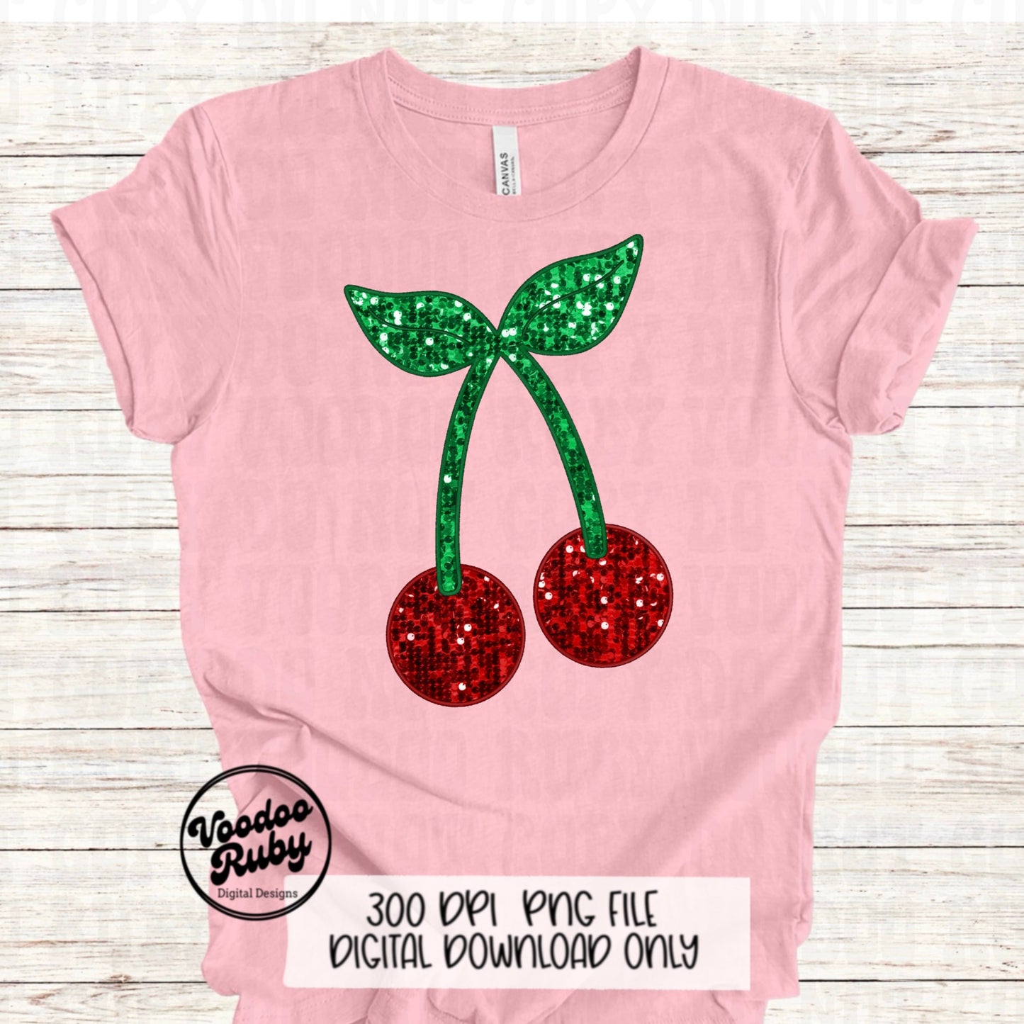 Sequin Cherries PNG Design Coquette Cherries PNG Faux Sequins Faux Embroidery DTF Cherry Sublimation Digital Download