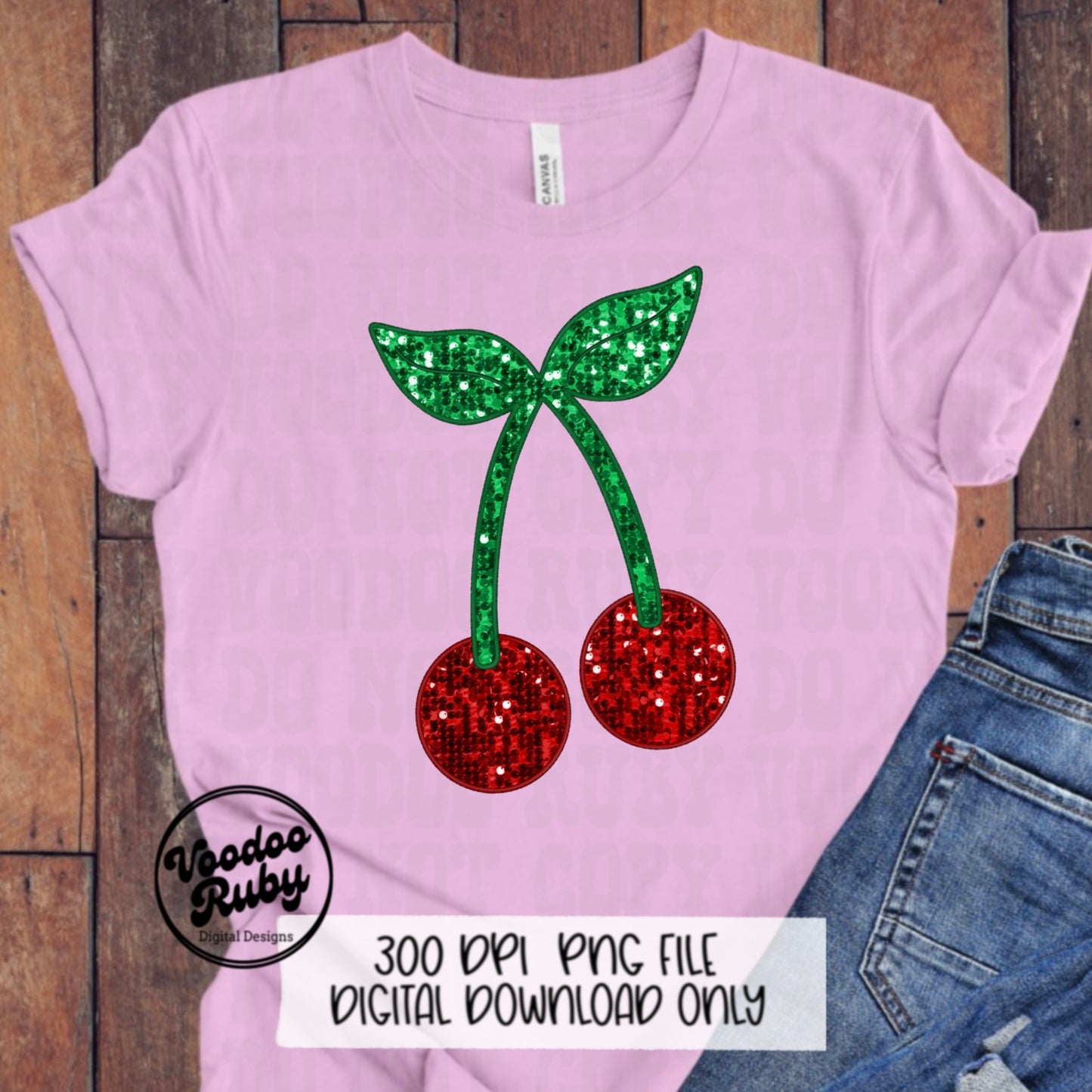 Sequin Cherries PNG Design Coquette Cherries PNG Faux Sequins Faux Embroidery DTF Cherry Sublimation Digital Download