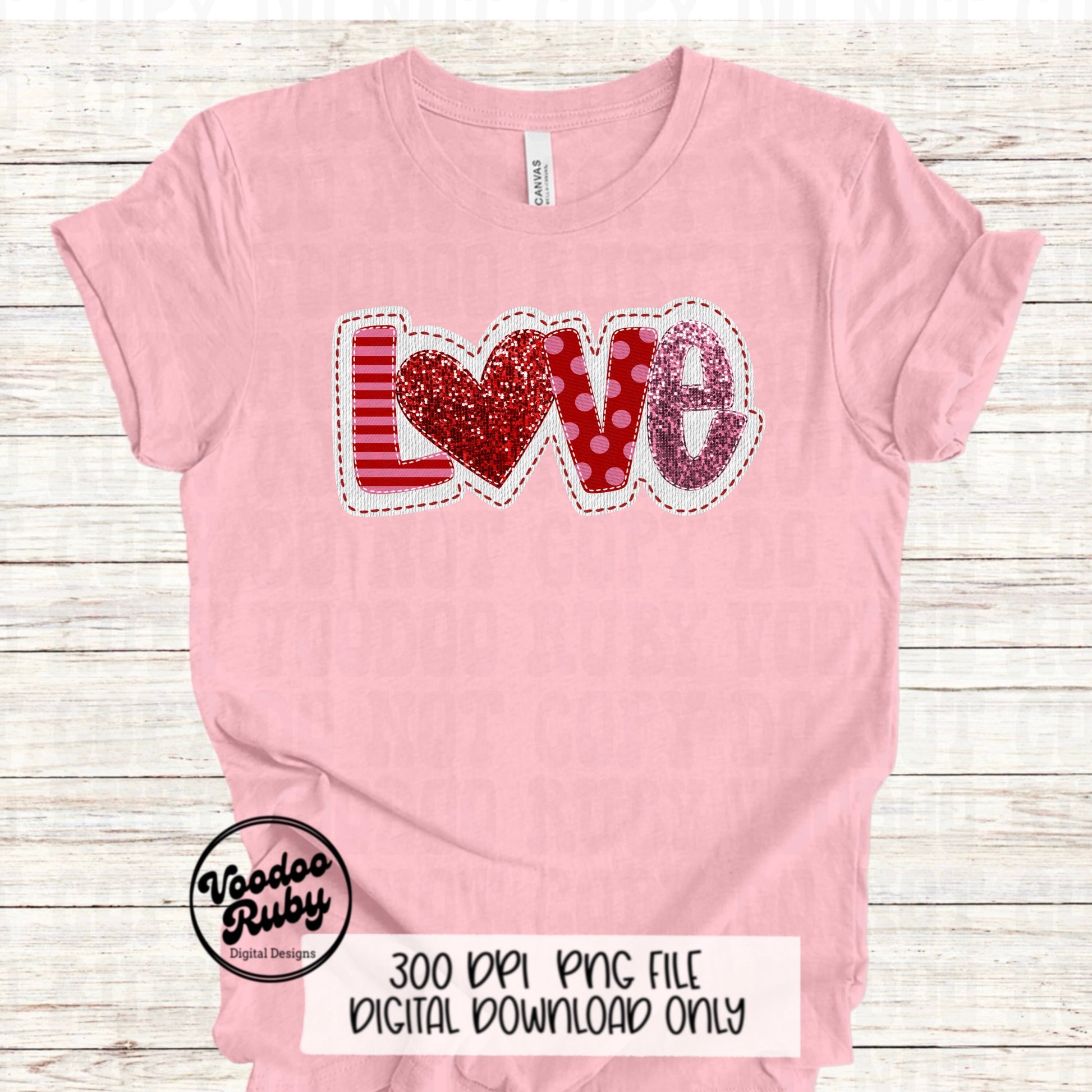 Sequin Love PNG Design Valentine’s Day PNG Faux Sequins Faux Embroidery Love DTF Valentines Sublimation Digital Download Love Clip Art