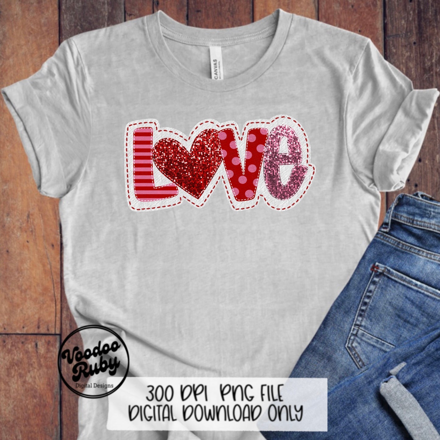 Sequin Love PNG Design Valentine’s Day PNG Faux Sequins Faux Embroidery Love DTF Valentines Sublimation Digital Download Love Clip Art