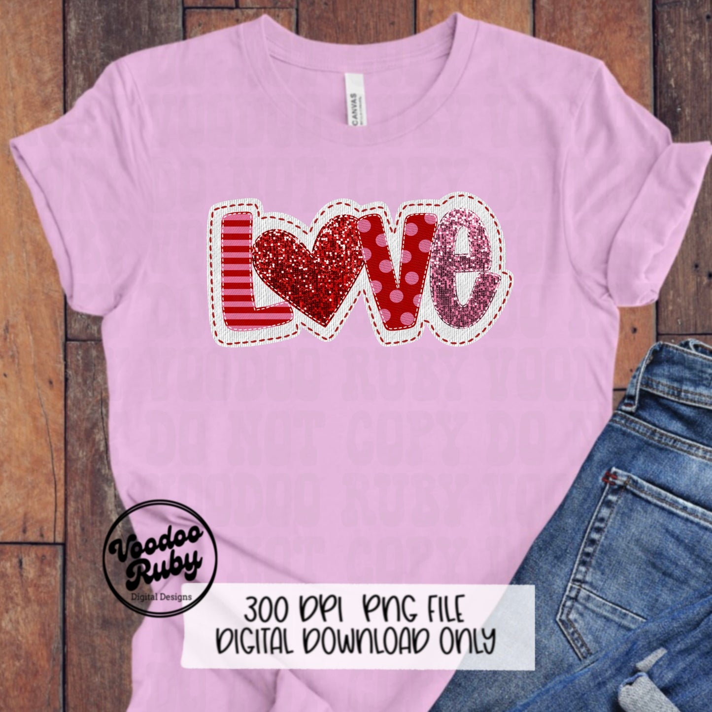 Sequin Love PNG Design Valentine’s Day PNG Faux Sequins Faux Embroidery Love DTF Valentines Sublimation Digital Download Love Clip Art