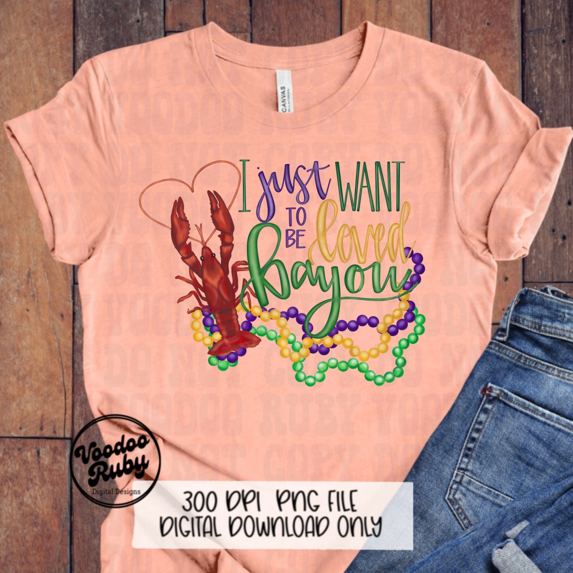 Loved Bayou Crawfish Mardi Gras PNG Design Sublimation Hand Drawn Digital Download Crawfish PNG Mardi Gras DTF Printable Cajun Clip Art