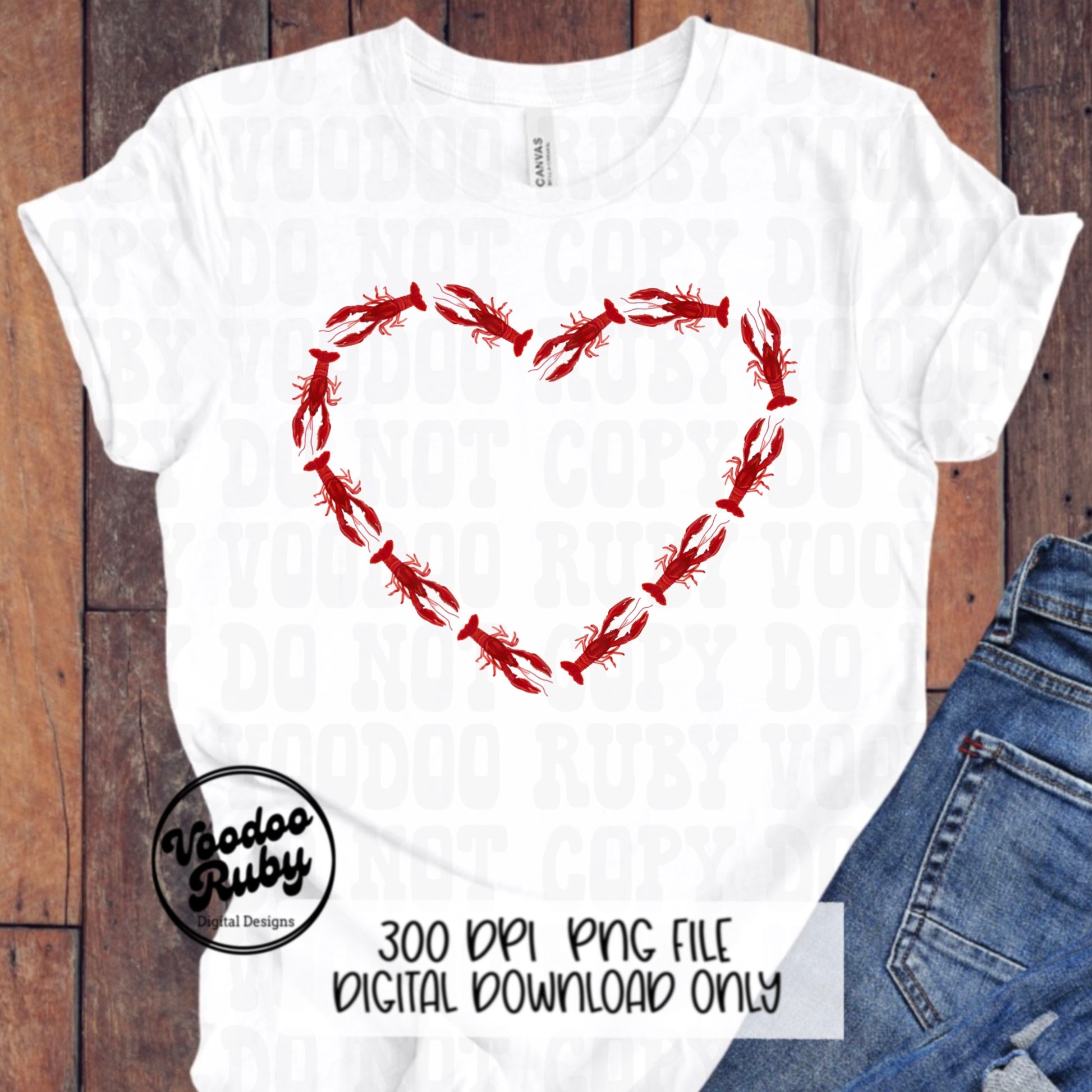 Crawfish Heart PNG: Valentine's Day Mardi Gras Design (Digital Download