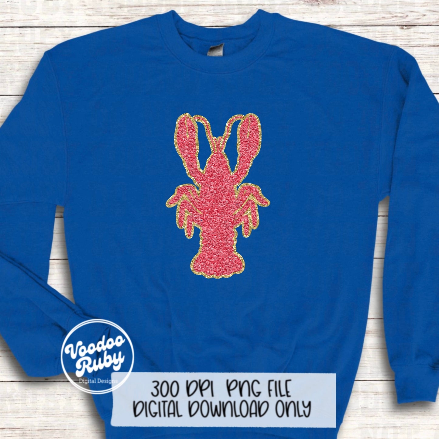 Faux Chenille Crawfish PNG Design Sublimation Hand Drawn Digital Download Louisiana PNG Clip Art Cajun Faux Embroidery png DTF Printable
