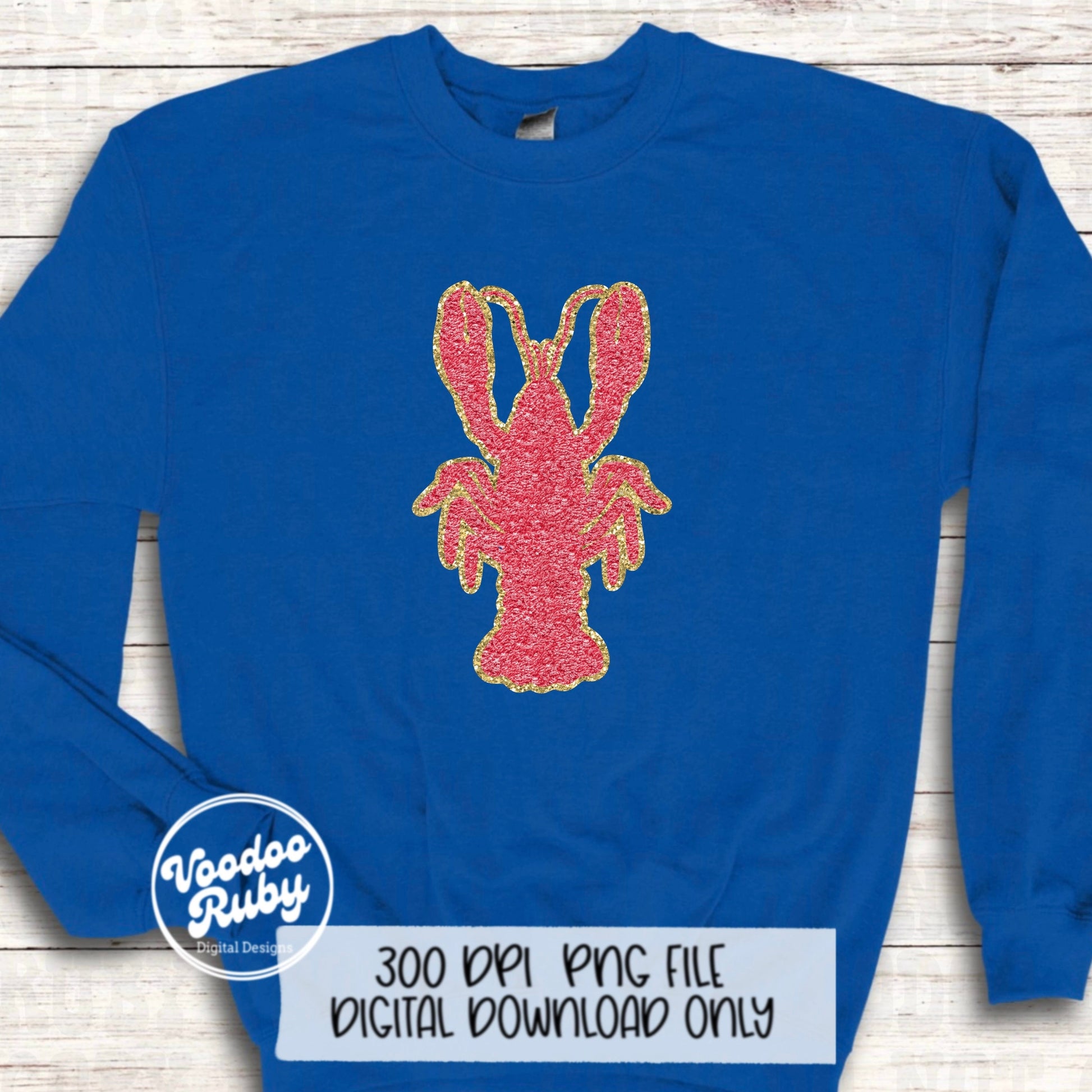 Faux Chenille Crawfish PNG Design Sublimation Hand Drawn Digital Download Louisiana PNG Clip Art Cajun Faux Embroidery png DTF Printable