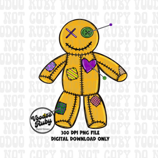 Mardi Gras Voodoo Doll PNG Design Hand Drawn Digital Download Mardi Gras Sublimation Voodoo Doll DTF Printable Mardi Gras Clip Art