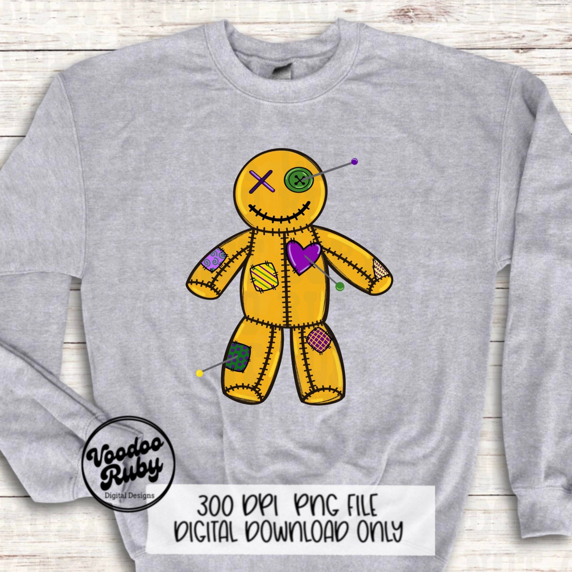 Mardi Gras Voodoo Doll PNG Design Hand Drawn Digital Download Mardi Gras Sublimation Voodoo Doll DTF Printable Mardi Gras Clip Art