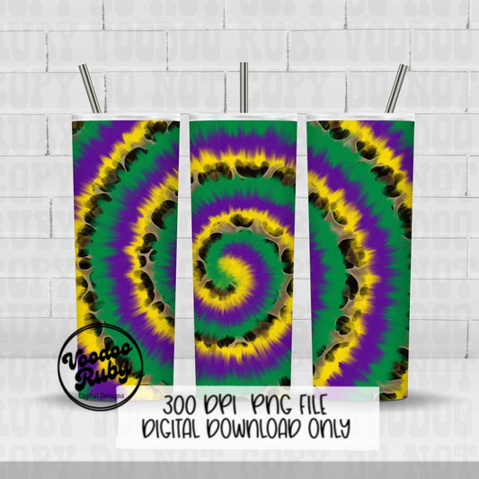 Mardi gras png design sublimation tumbler tie dye and leopard